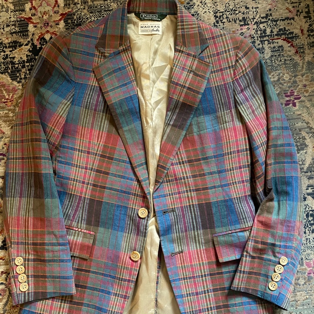 Polo Ralph Lauren hand woven plaid blazer XS
